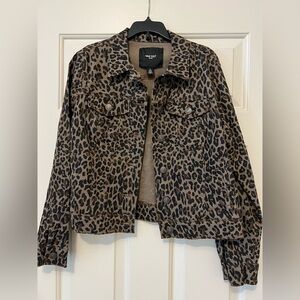 Nine West Brown Animal Leopard Print Jean Jacket Women’s Size Small